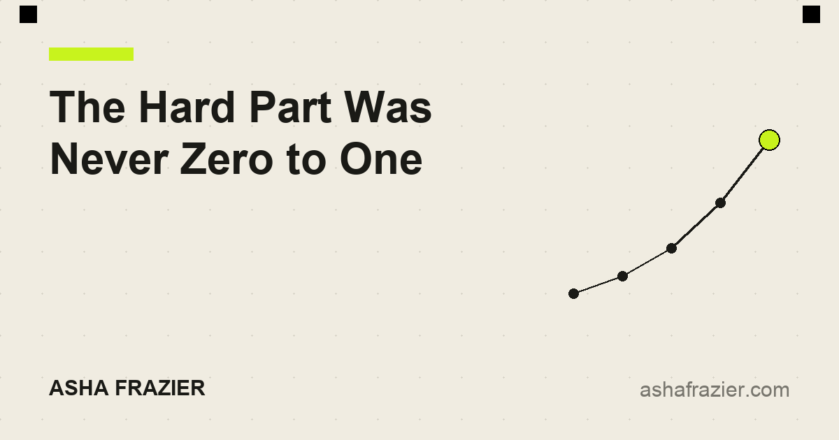 The Hard Part Was Never Zero to One